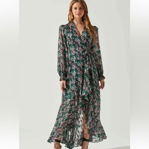 ASTR the label | Green Kamila Maxi Wrap Dress